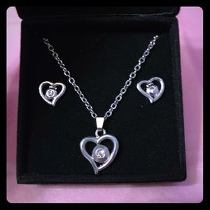 Heart Necklace & Matching Earrings Set